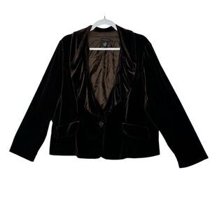 Courtenay Blazer Top Woman 3X Plus‎ Brown Velvet Stretch Grandmacore Corpcore
